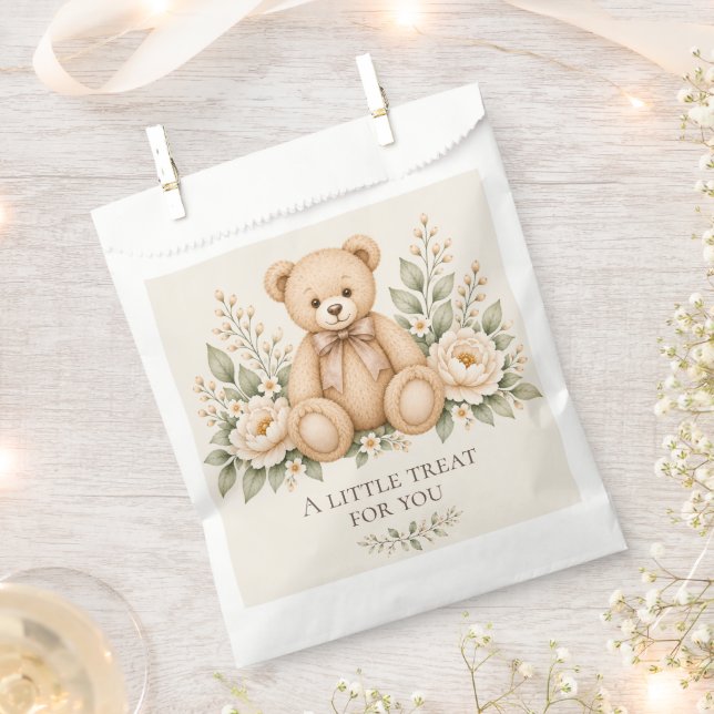 Sacolinha de Favor Floral Urso Teddy Fofo (Cortado)