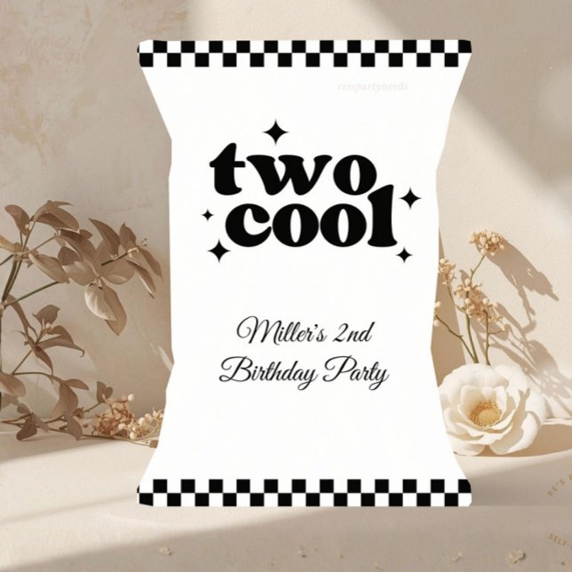 Sacolinha de Lanche Two Cool para Festa de 2º Aniv (two cool chip bag, two cool birthday favors, two cool snack bag, 2nd birthday party favors, retro bi)