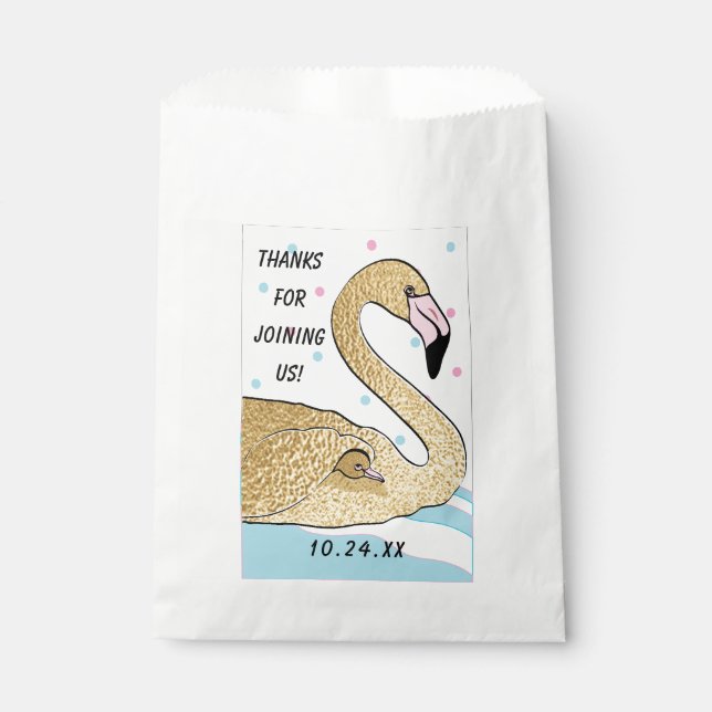 Sacolinha de Lembrancinha de Chá de Bebê, Flamingo (Frente)