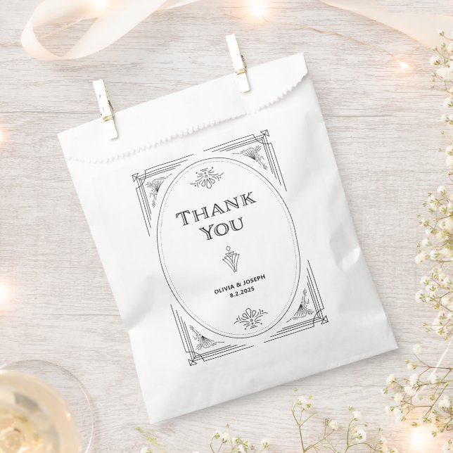 Sacolinha Deco Moderno | Casamento negro e branco legante (Cortado)