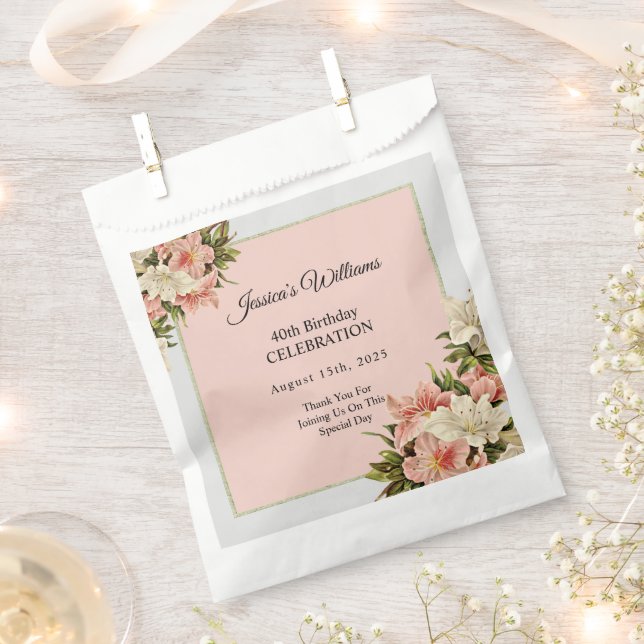 Sacolinha Decoração Floral Aniversário Feminino (Cortado)