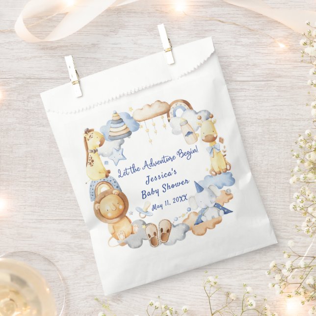 Sacolinha Deixe a Aventura começar o Chá de fraldas de Brinq (Cortado)