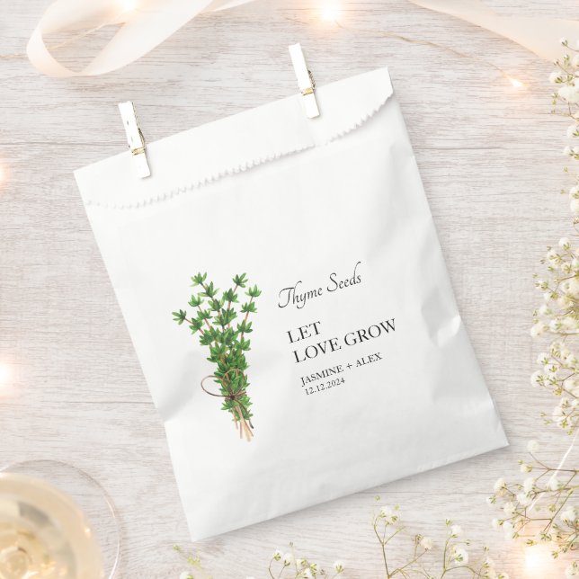 Sacolinha Deixe o amor crescer | Thyme Seed Wedding Favor Ba (Cortado)