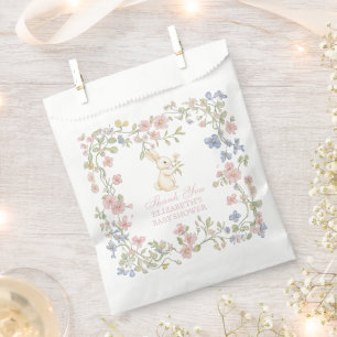 Sacolinha Delicado Coelho Floral Vintage Rosa Chá de Bebê