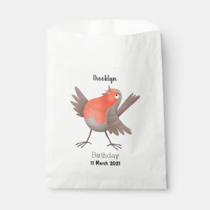 Sacolinha Desenho animado de um passarinho robin cantando fo