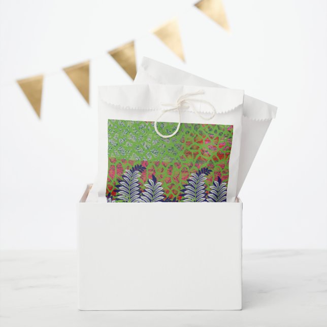Sacolinha design de um padrão verde e amarelo (Festa)
