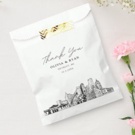 Sacolinha Detroit Wedding Skyline Personalizado Favor Bag