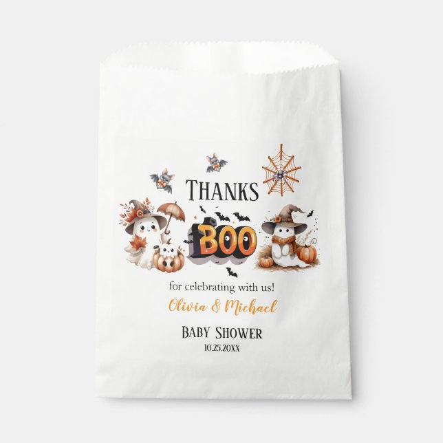 Sacolinha Dia das Bruxas de Orange e Black BOO Obrigado (Frente)