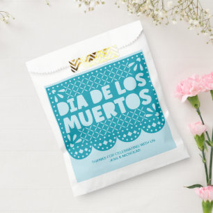 Sacolinha Dia de los Muertos Azul Personalizado Picado Papel
