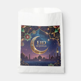 Sacolinha Dinheiro em espécie eid Mubarak Dourado e azul-mar