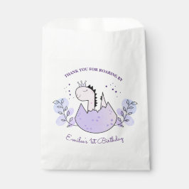 Sacolinha Dinossauro Festa de aniversário Rosa Púrpura Obrig