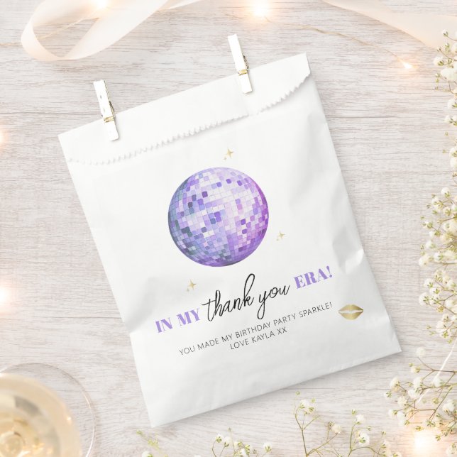 Sacolinha Disco Roxo Na Minha Época De Aniversário Obrigado  (Cortado)