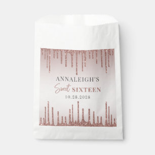 Sacolinha Doce 16 Aniversário - Rosa Dourada Glitter Drip