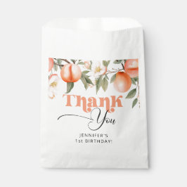 Sacolinha Doce como obrigado de aniversário de pêssego.