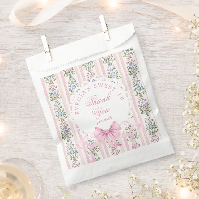 Sacolinha Doce Dezesseis Coquete Rosa Arco Obrigada (Cortado)