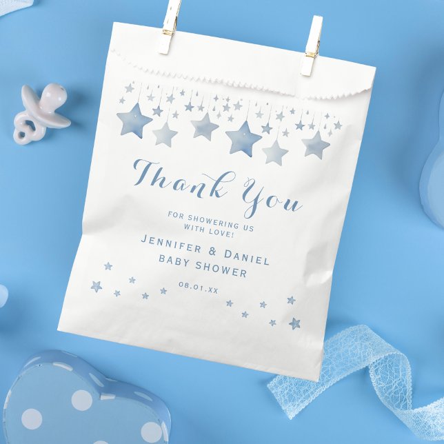 Sacolinha Doces Blue Watercolor Stars Obrigado (Criador carregado)