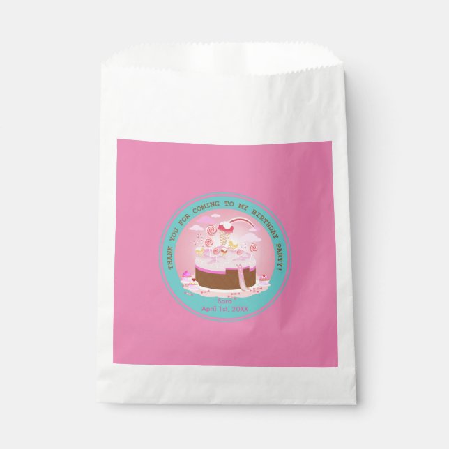 Sacolinha Doces e bolo de chocolate para festa de aniversári (Frente)