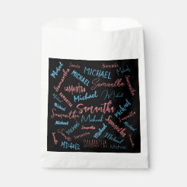 Sacolinha Dois nomes casal padrão monograma rosa claro azul