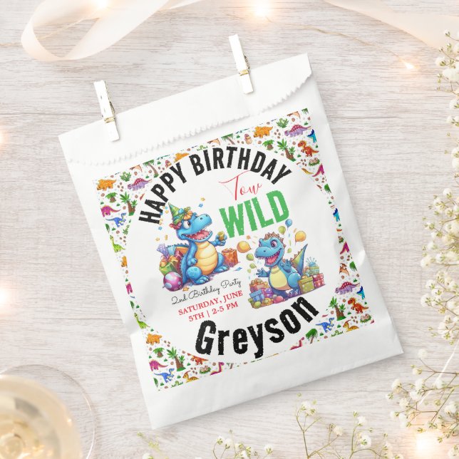 Sacolinha Dois segundo aniversário de Dinossauro do Partido  (Cortado)