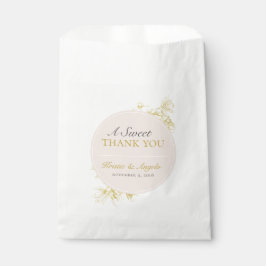 Sacolinha Dourada Floral Doce Obrigado A Favor De Casamento