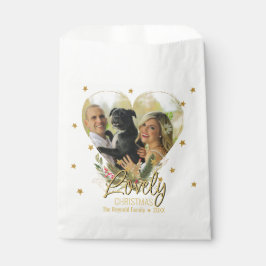 Sacolinha Dourada Glitter Stars Foto Cardíaca Adorável Natal