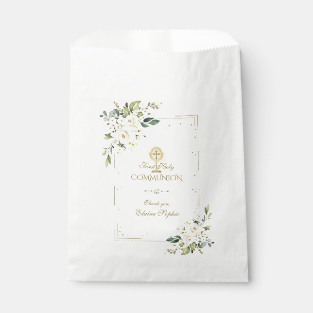 Sacolinha Dourada Luminária White Floral Santa Comunhão de L (Frente)