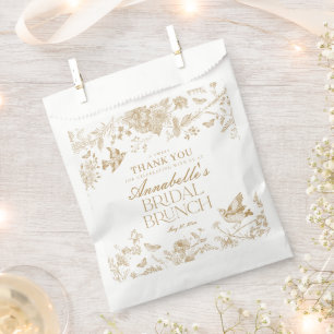 Sacolinha Dourado Toile De Jouy Floral Noiva Brunch Sobremes
