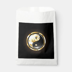 Sacolinha Dourado Yin Yang a preto
