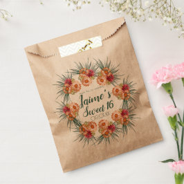 Sacolinha Doze Anos Floral Aquarela Verde Pêssego