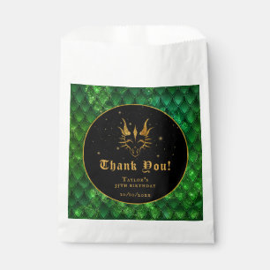 Sacolinha Dragão Verde Escala Dourado Aniversário Obrigado