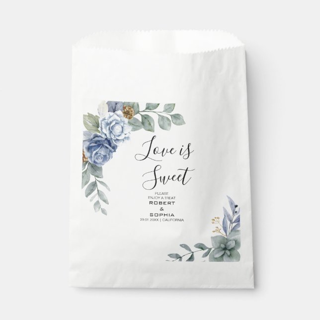 Sacolinha Dusty Blue Floral Wedding (Frente)