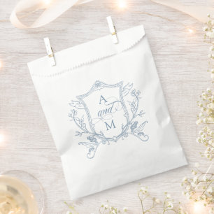 Sacolinha Dusty Blue Vintage Crest Casamento Obrigado