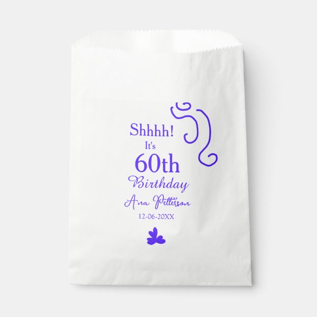 Sacolinha É 60º aniversário adicionar nome roxo espanhol r (Frente)