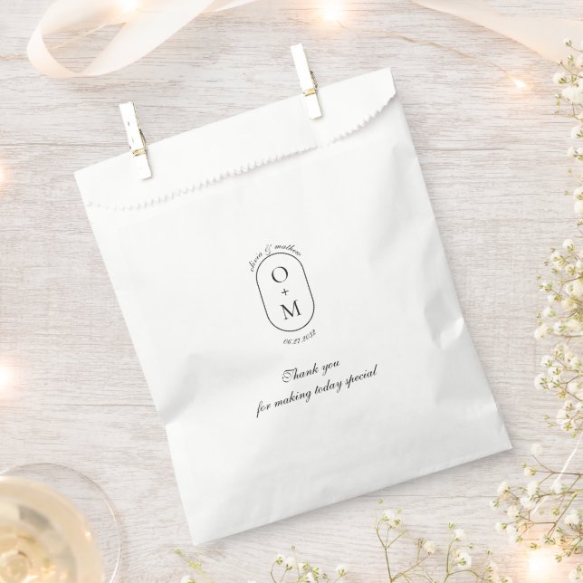 Sacolinha Eleagant Traditional Script Obrigado Casamento (Cortado)