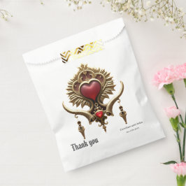 Sacolinha Elegância em brilho vermelho com um coração orname