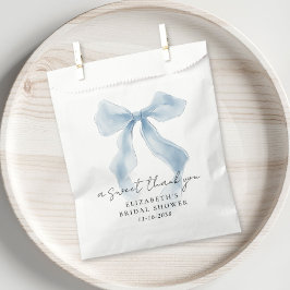 Sacolinha Elegant Blue Bow Bridal Shower Thank You