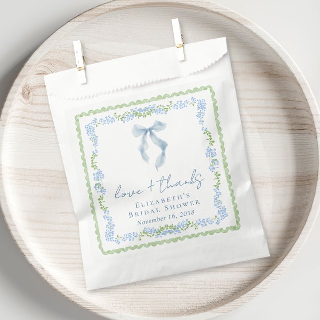 Sacolinha Elegant Blue Bow Chuveiro de Noiva Obrigado (Elegant Blue Bow Bridal Shower Thank You Favor Bag)