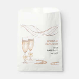 Sacolinha Elegant Gold Bow Pearls and Prosecco Bridal Shower