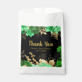 Sacolinha Elegant Green and Gold Flowers Sweet Sixteen