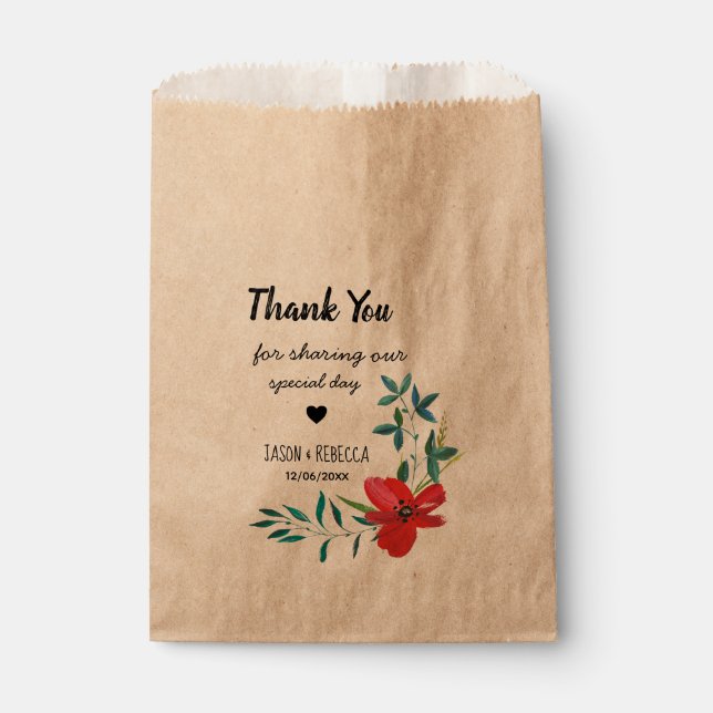 Sacolinha Elegant Modern Floral Wedding Thank You (Frente)