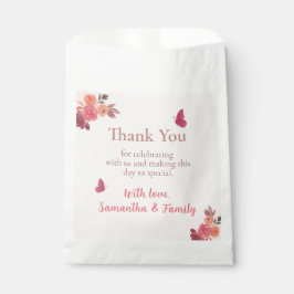 Sacolinha Elegant Pink Floral Watercolor 1st Birthday