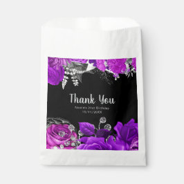 Sacolinha Elegant Purple and Silver Flowers Birthday Party 