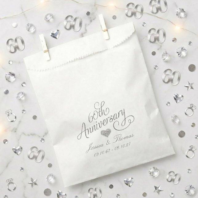 Sacolinha Elegant Script 60th Diamond Wedding Anniversary (Criador carregado)