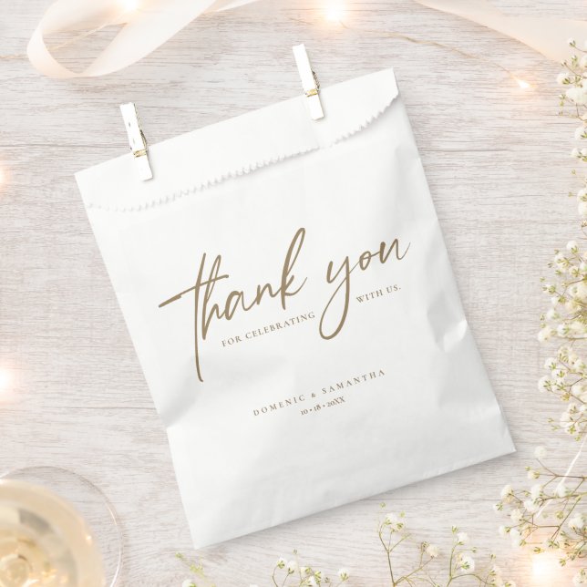 Sacolinha Elegant Script Wedding Thank You Custom Minimalist (Cortado)