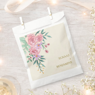 Sacolinha Elegante Boho Rosa Bege Floral Casamento em Aquare