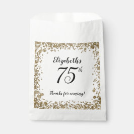 Sacolinha Elegante Branco Preto e Dourado Aniversário de 75 