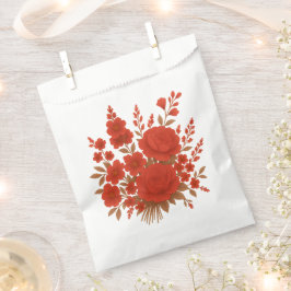 Sacolinha Elegante Buquê Floral Vermelho com Rosas Romântica