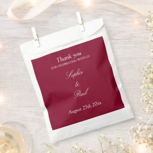 Sacolinha Elegante Casamento Burgundy Obrigado A Bolsas Favo