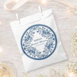 Sacolinha Elegante Chinoiserie Azul Vitoriano Floral Chinês 