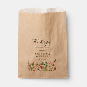 Sacolinha Elegante Dainty Autumn Floral Obrigado Casamento